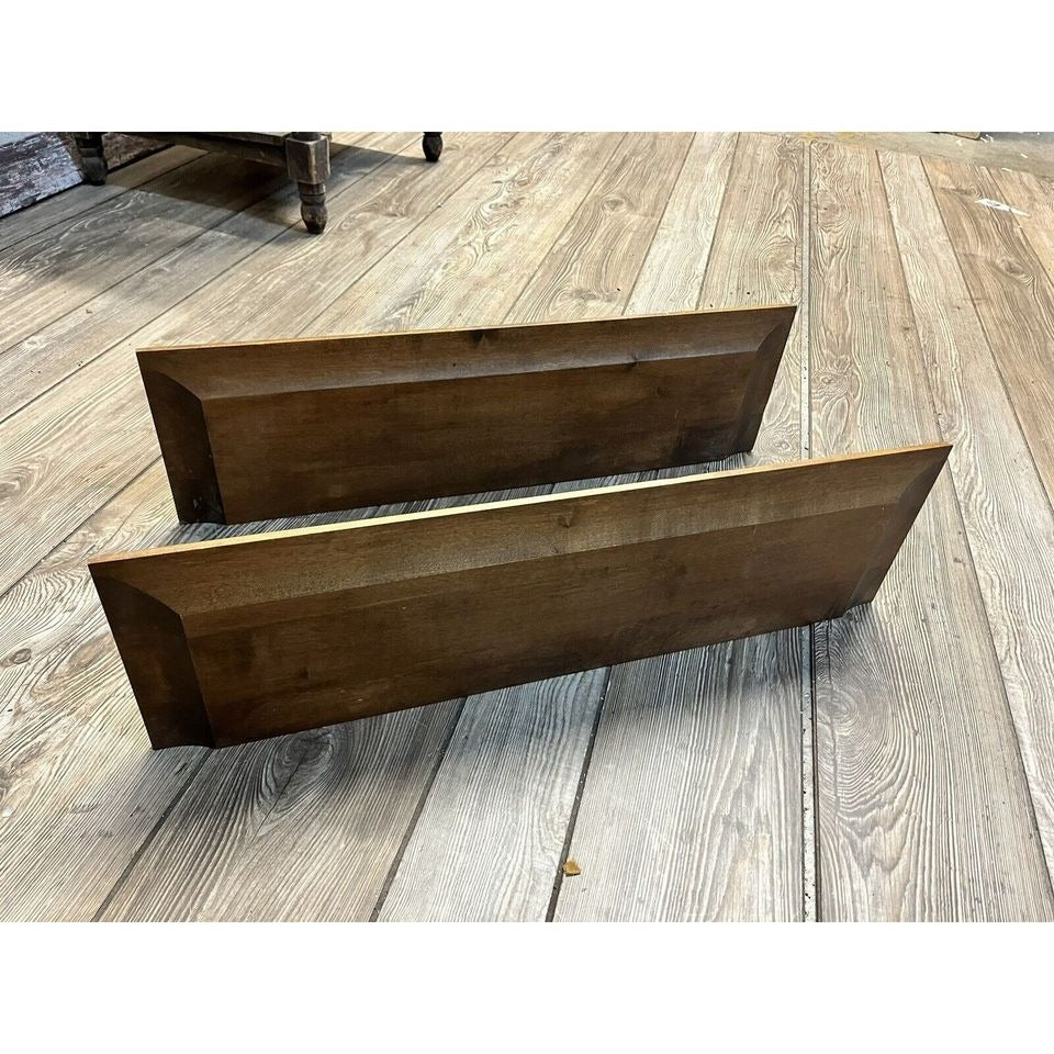 Vintage Mid Century MCM Wooden Beveled Edge 24" Wall Shelves Pair Shelf