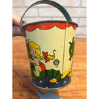 Vintage Ohio Art Tin Litho Child's Sand Toy Pail #128 Seahorse 4.25" T