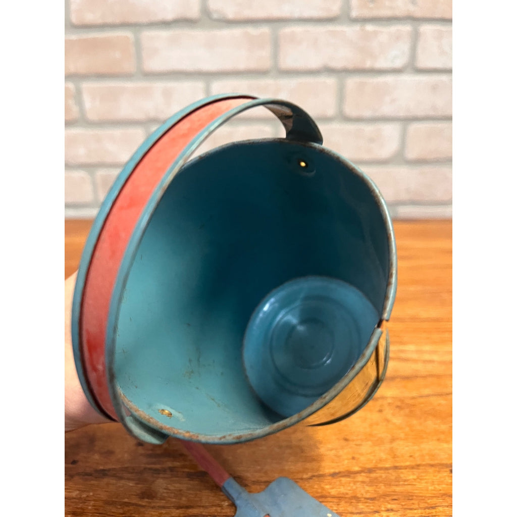 Vintage Ohio Art Tin Litho Child's Sand Toy Pail #128 Seahorse 4.25" T