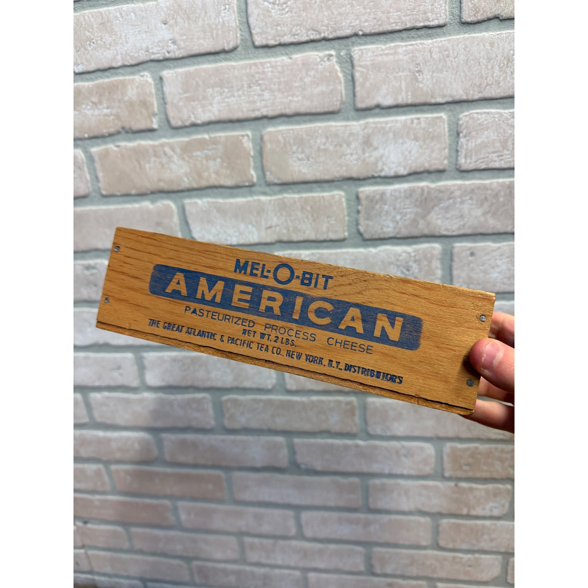 Vintage Mel-O-Bit Atlantic Tea American Cheese Crate Box Rustic Kitchen Decor Wooden