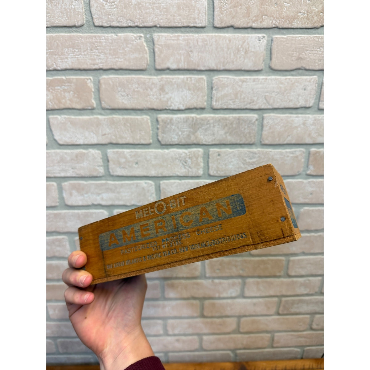 Vintage Mel-O-Bit Atlantic Tea American Cheese Crate Box Rustic Kitchen Decor Wooden