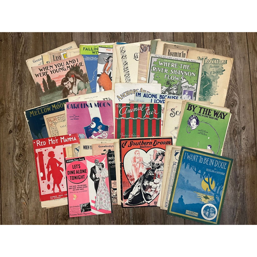 Antique Huge Lot 1890s - Early 1900s Piano Sheet Music Repuropse Scrapbooking Art