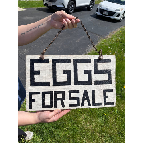 Vintage "Eggs For Sale" Wooden Trade Sign Primitive Farmhouse Kitchen Decor Hand-painted