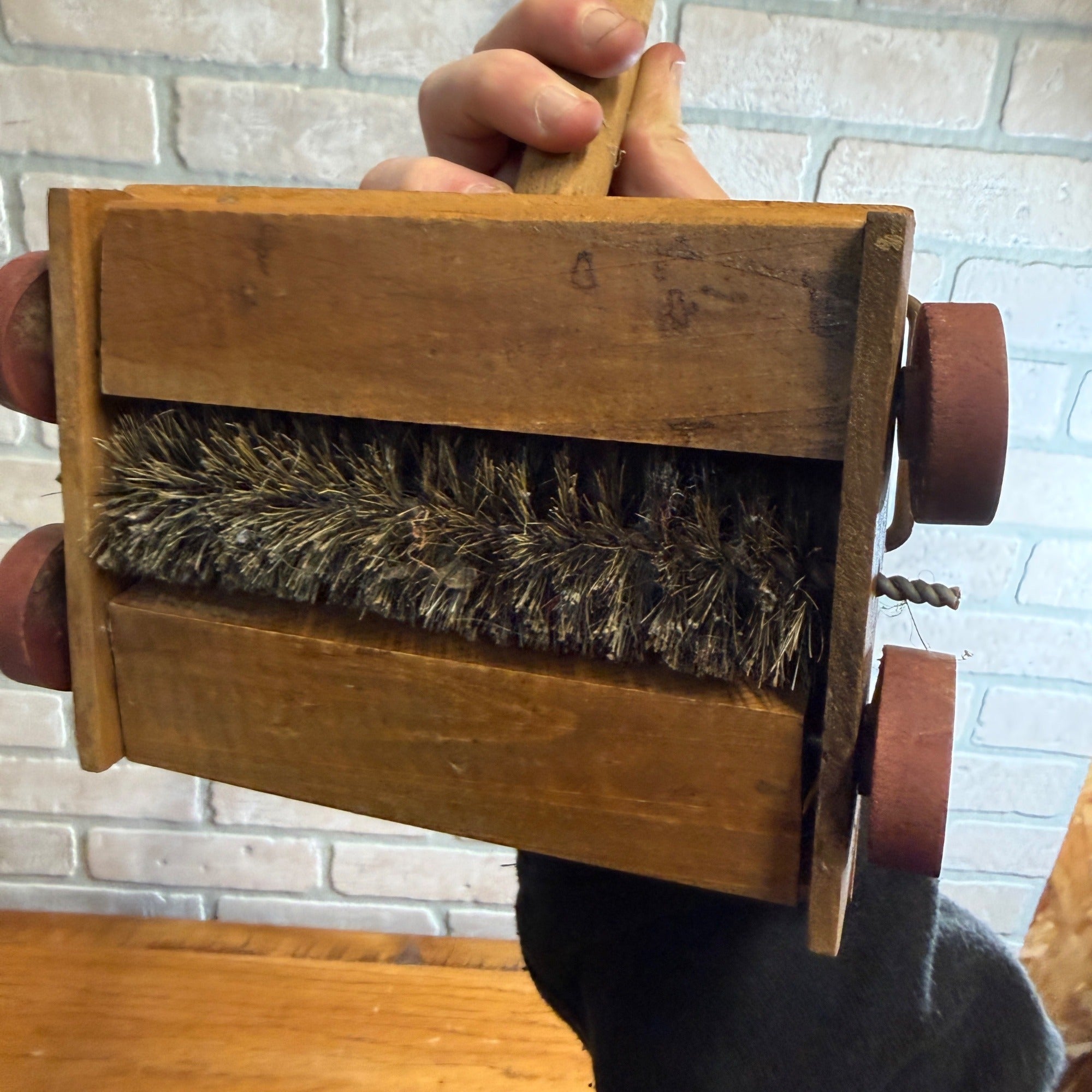 Antique Salesman Sample Child Midget Wood Bissell Sweeper Vacuum Cleaner Toy