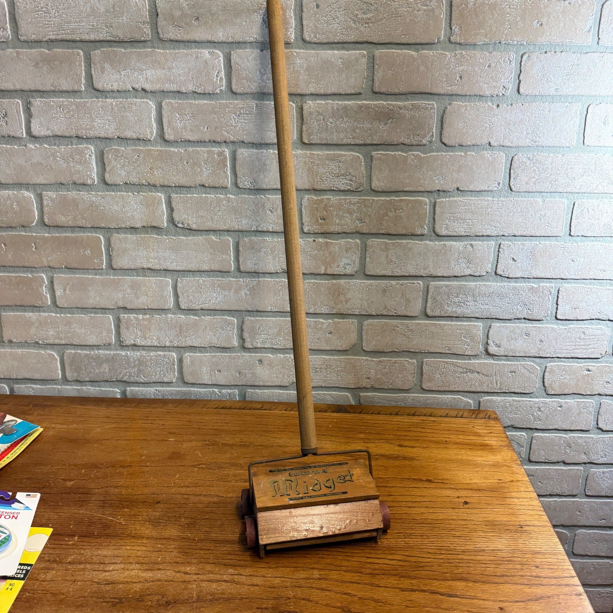 Antique Salesman Sample Child Midget Wood Bissell Sweeper Vacuum Cleaner Toy