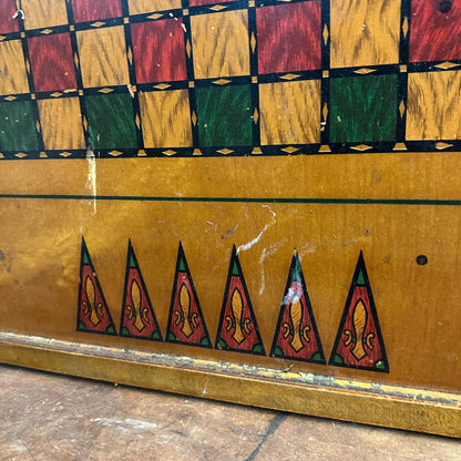 ANTIQUE "FLAGS OF THE NATION" CARROM COMBINATION BOARD GAME CIRCA 1900