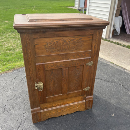 Antique Wooden Oak Ice Box Fridge Cabinet Cupboard