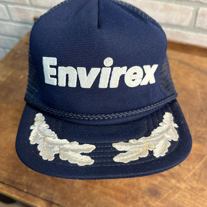 VINTAGE BLUE LEAF ENVIREX FARM CHEMICALS RETRO SNAPBACK HAT USA MADE