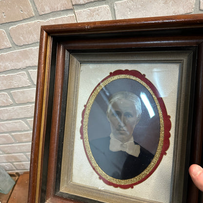 Antique c1880s Electrograph Tintype Portrait Photograph in Walnut Frame