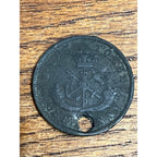 1852 Bank of Upper Canada One Penny Copper Bank Token Holed Pendant