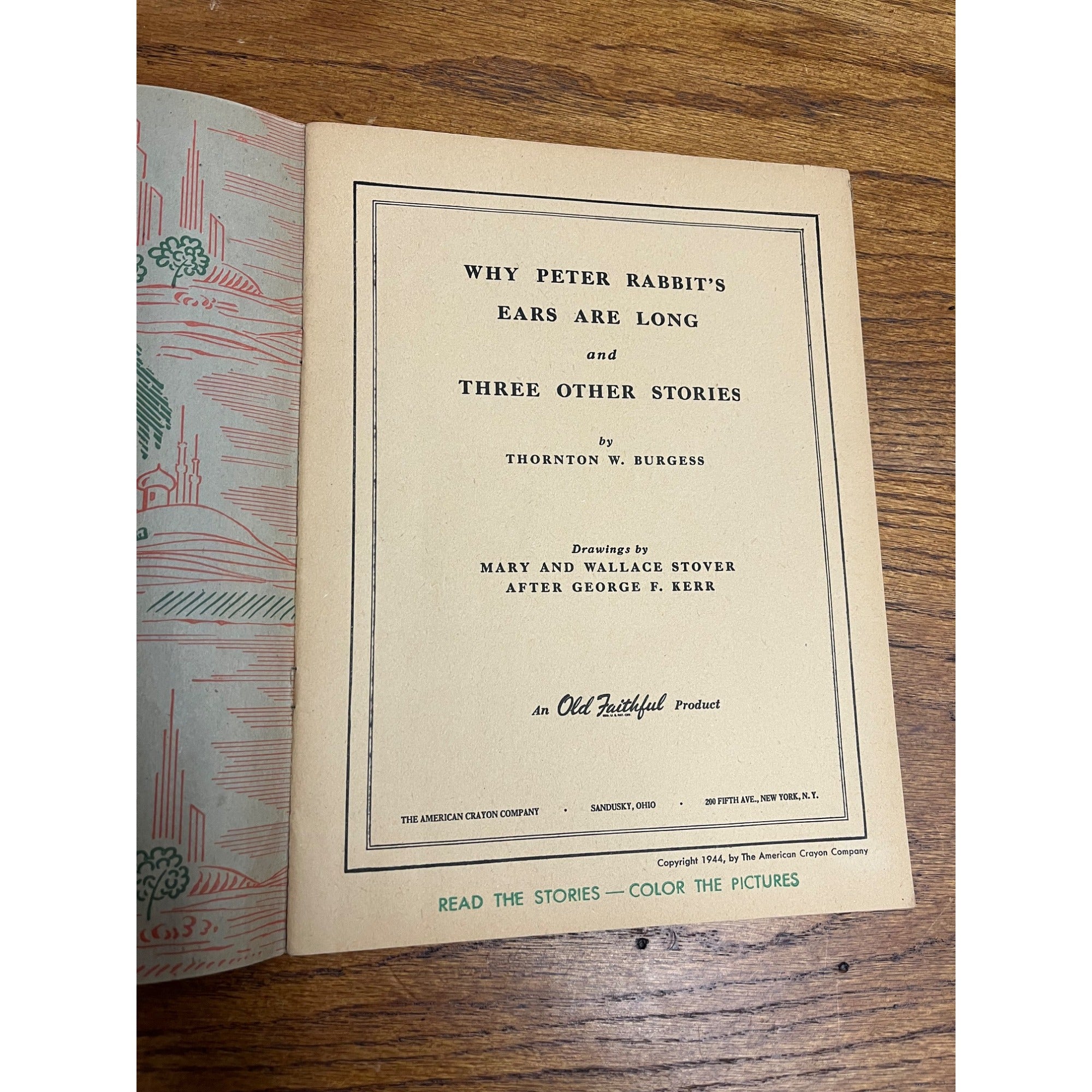 Vintage 1944 Why Peter Rabbits Ears Are Long Read & Color Story Book