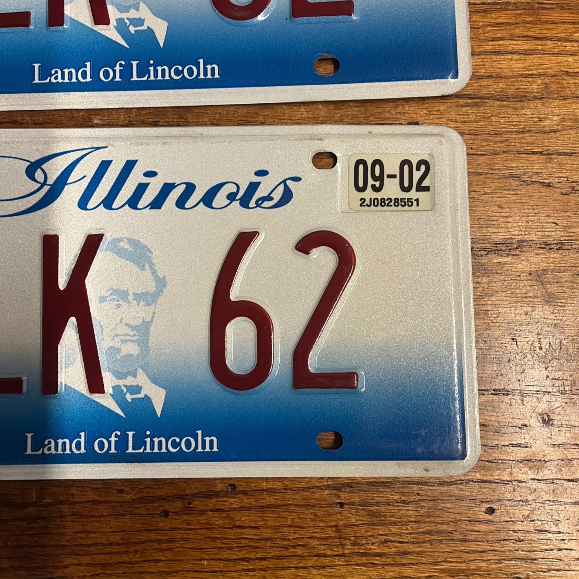 Vintage Illinois License Plates Set 2 Custom Vanity Plates  BLK 62 Lincoln 1962