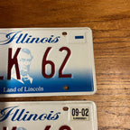 Vintage Illinois License Plates Set 2 Custom Vanity Plates  BLK 62 Lincoln 1962