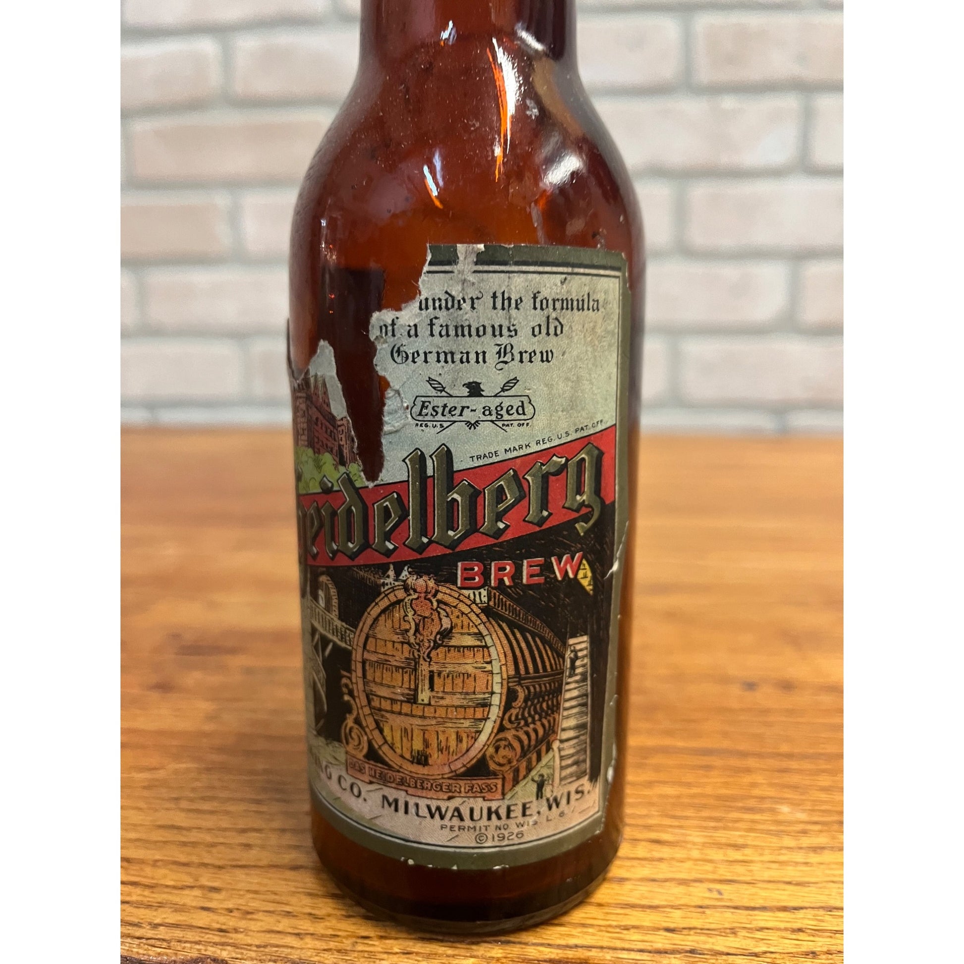 Vintage Blatz Old Heidelberg Beer IRTP Label Bottle Milwaukee 12oz