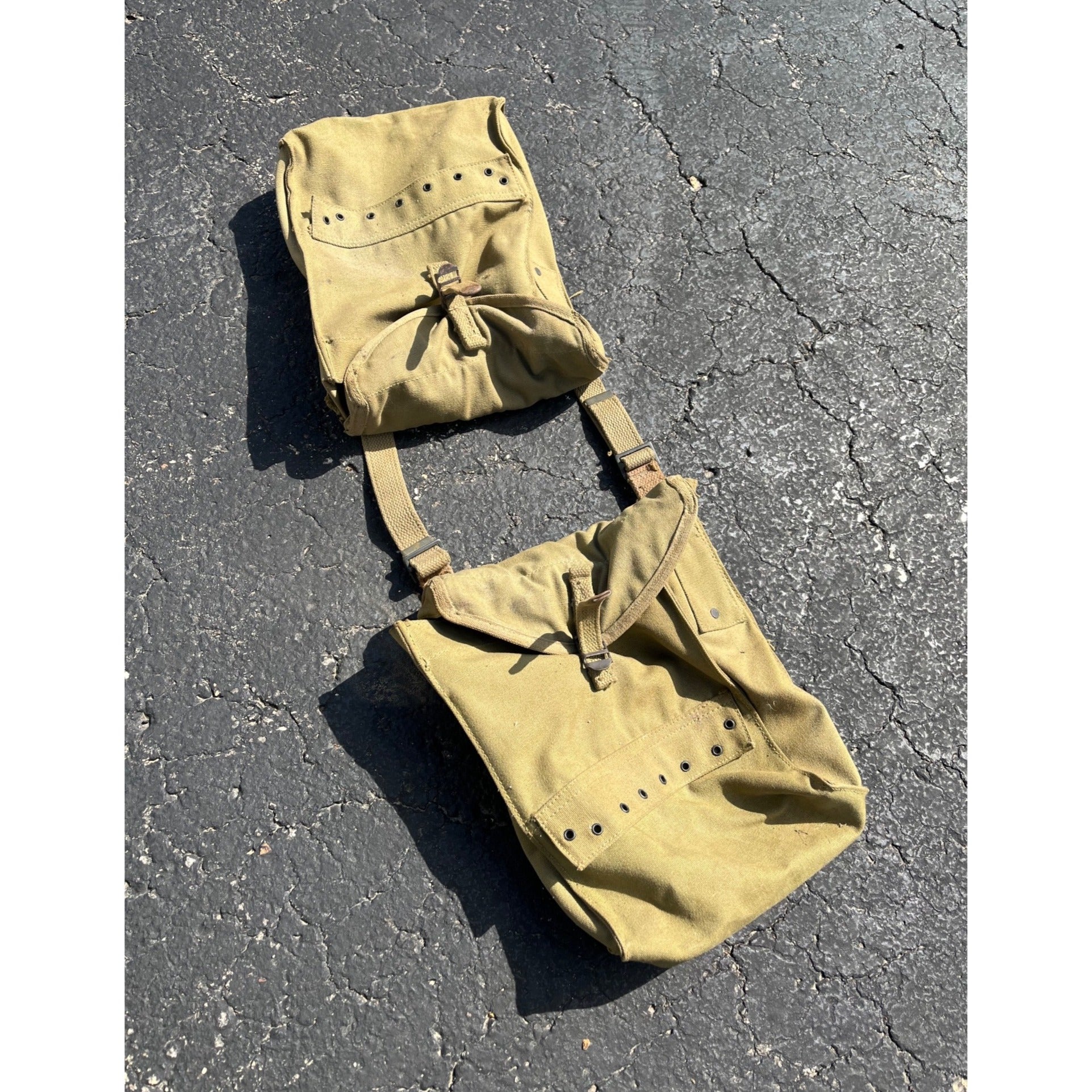 Pair of Original WWII US Army Medic Pouch Bags Saddle Bag Vintage WW2