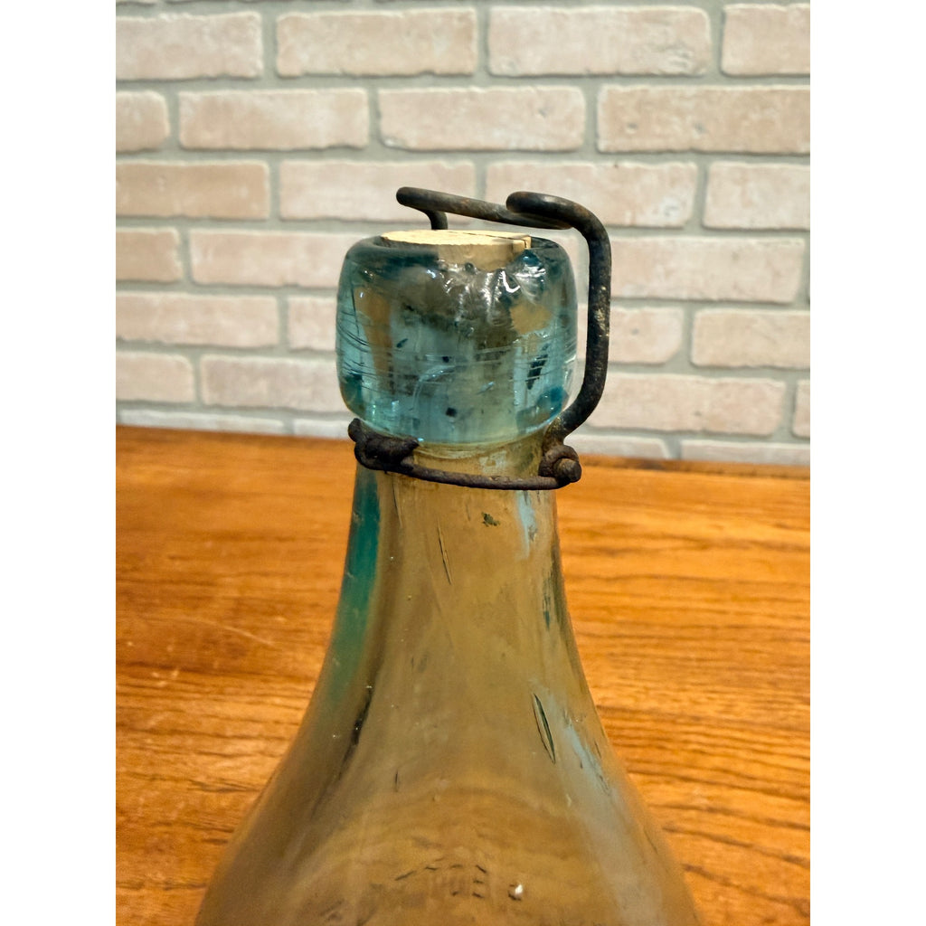 Early John Graf Quart Milwaukee Wis Blob Bottle Octagon Base Blue Hue Soda