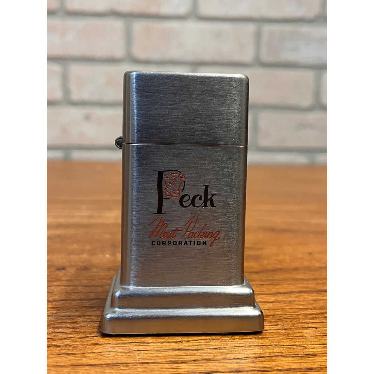 Vintage Zippo Peck Meat Packing Corporation Milwaukee Table Lighter Advertising