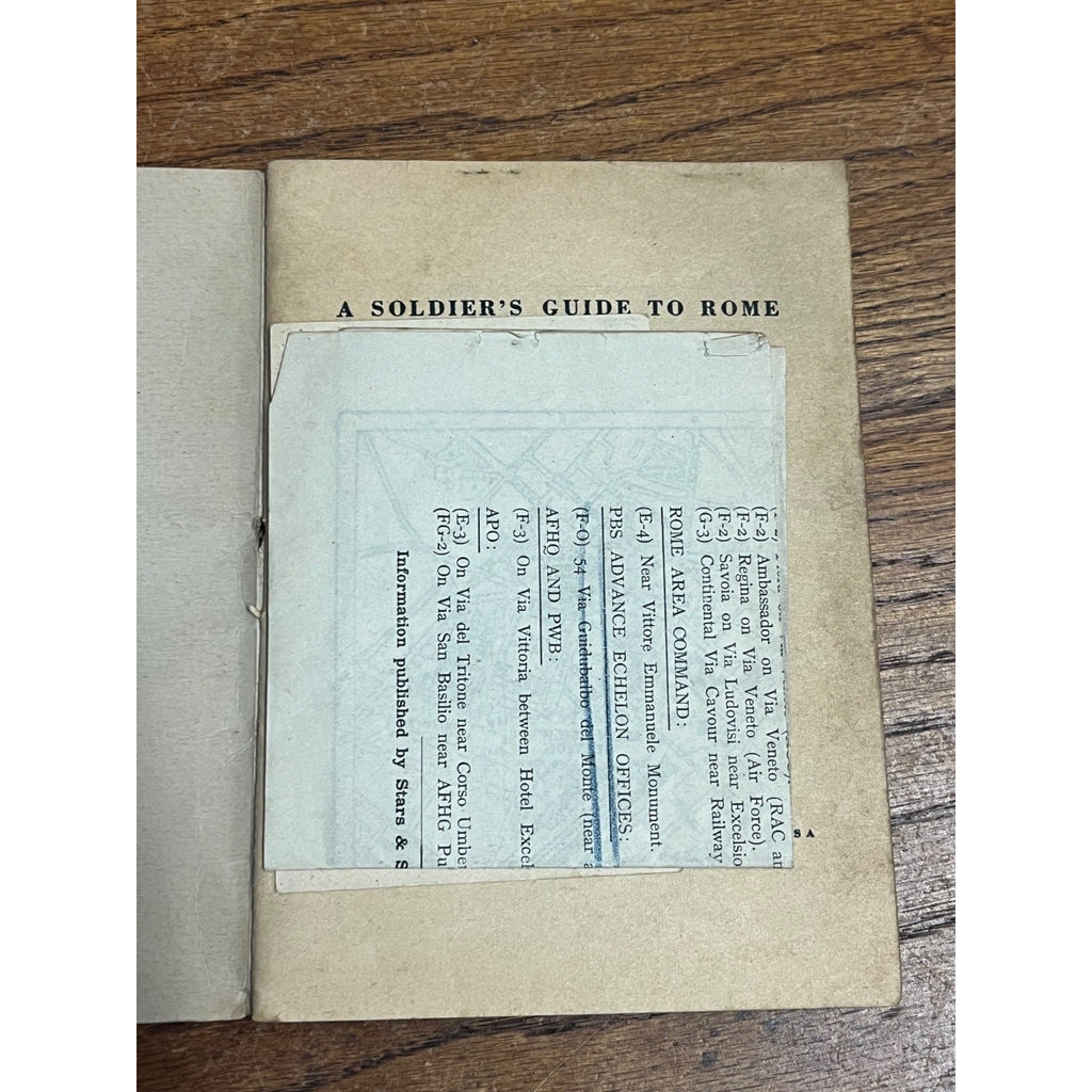 World War II US Army Soldier’s Guide to Rome Authentic Italy Fold out Map WW2