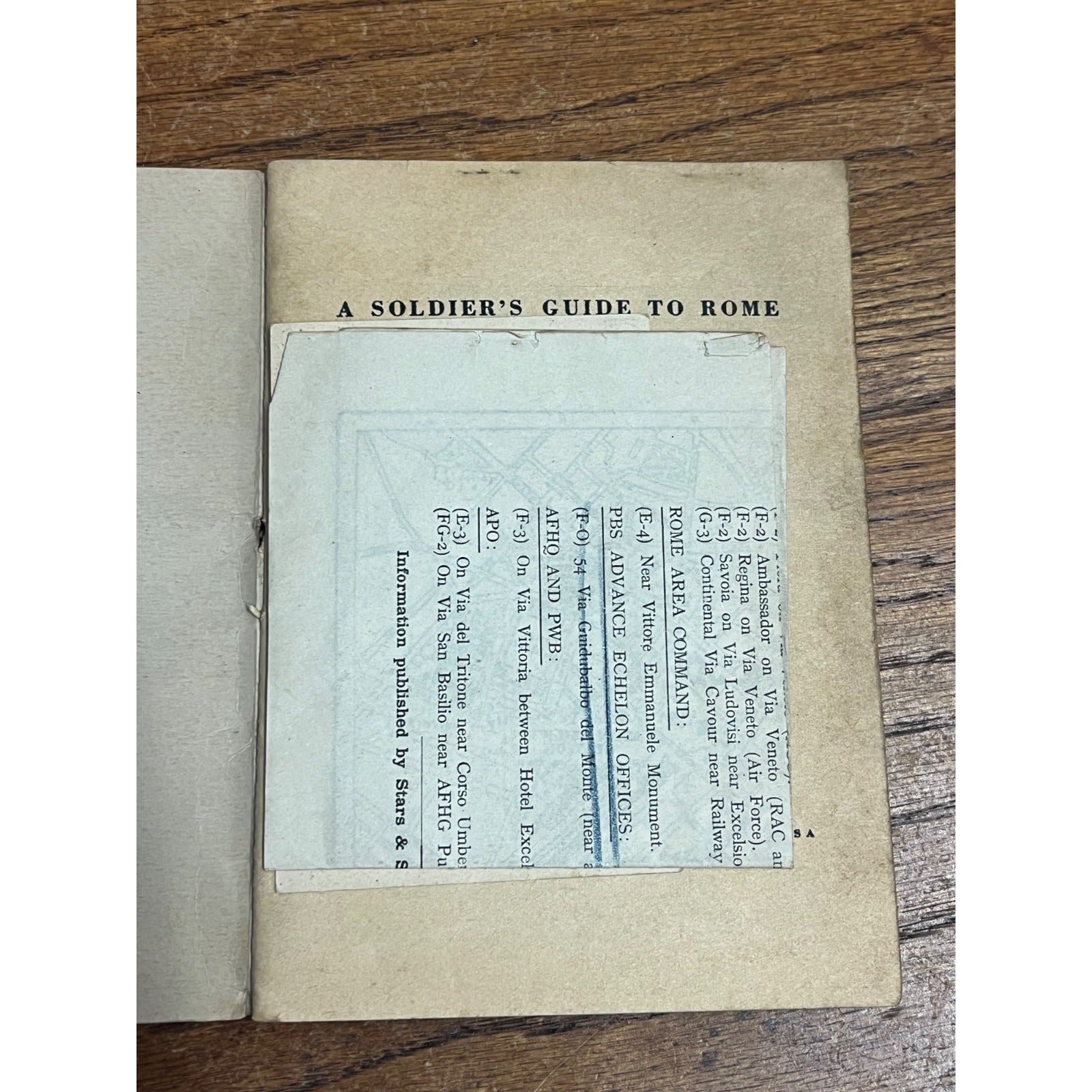World War II US Army Soldier’s Guide to Rome Authentic Italy Fold out Map WW2