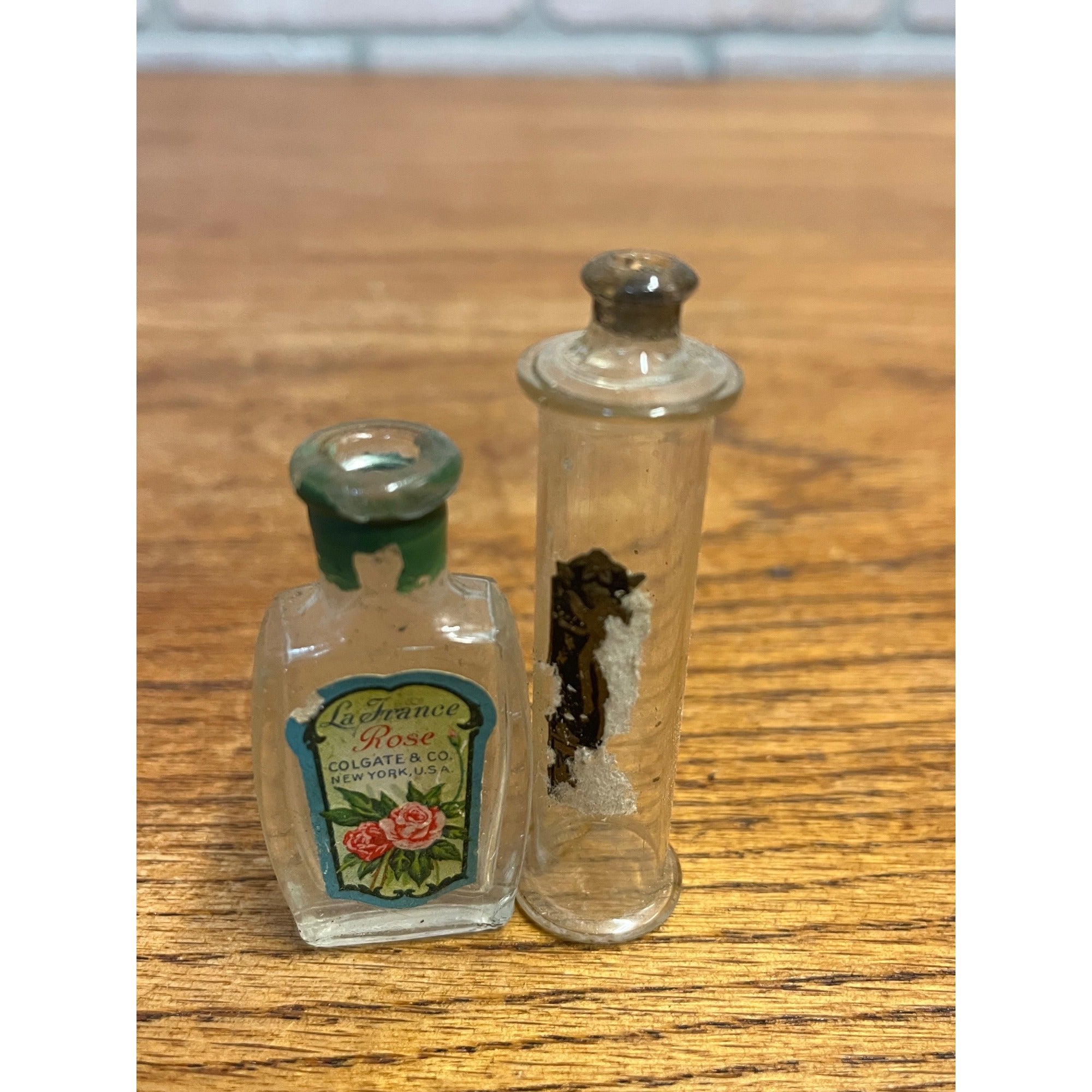 Antique La France Rose Colgate Perfume Sample Bottle Miniature Glass Vanity Lot