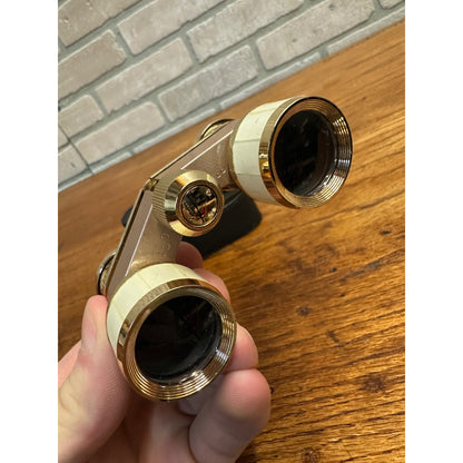 Vintage Bushnell 3X Mother Of Pearl Gold Coated Theater Opera Glasses Binoculars