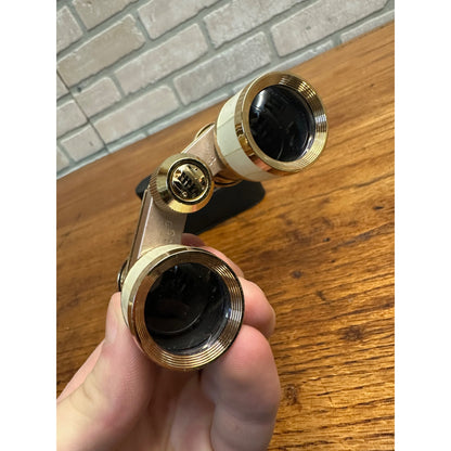 Vintage Bushnell 3X Mother Of Pearl Gold Coated Theater Opera Glasses Binoculars