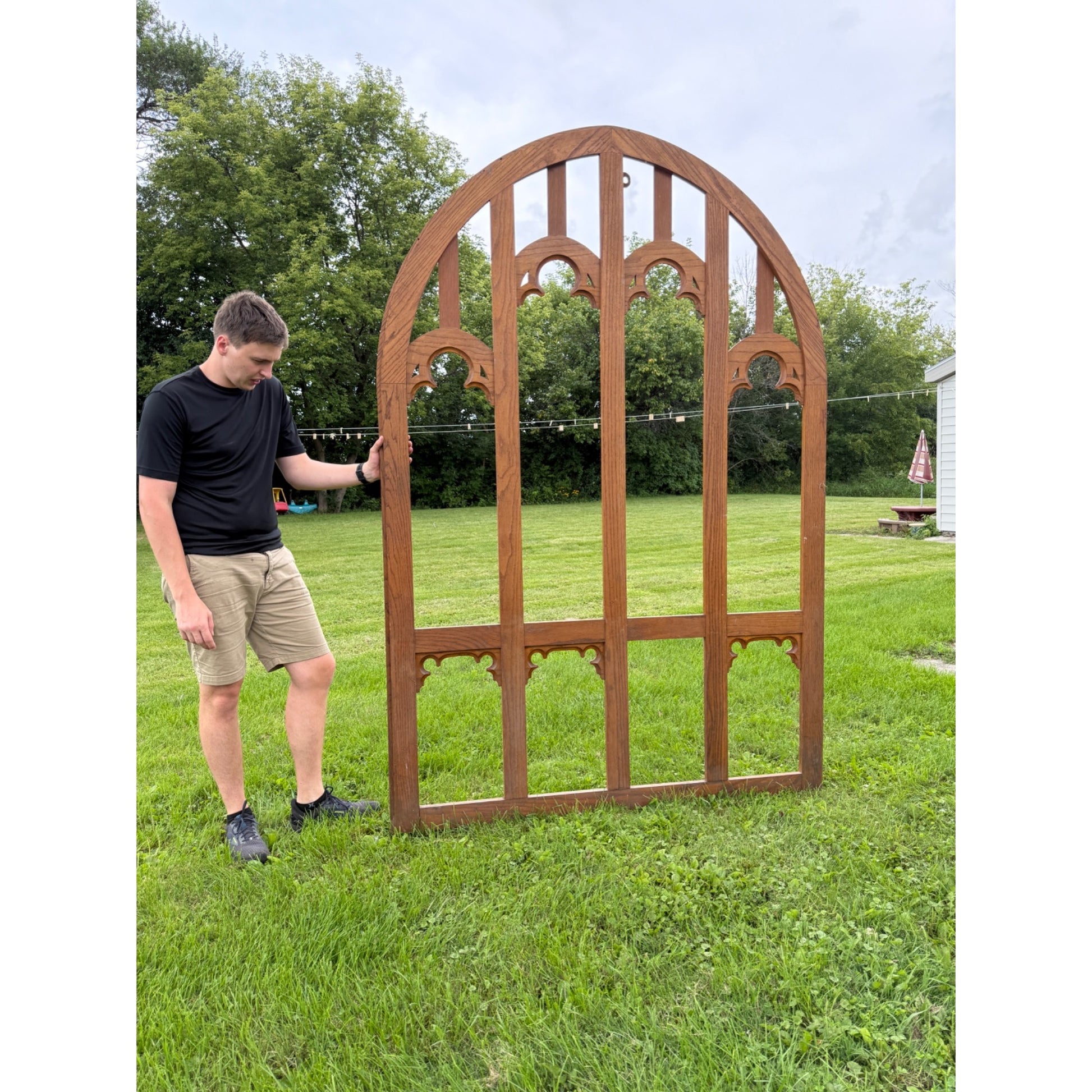 Vintage Architectural Salvage Wooden Church Window Frame