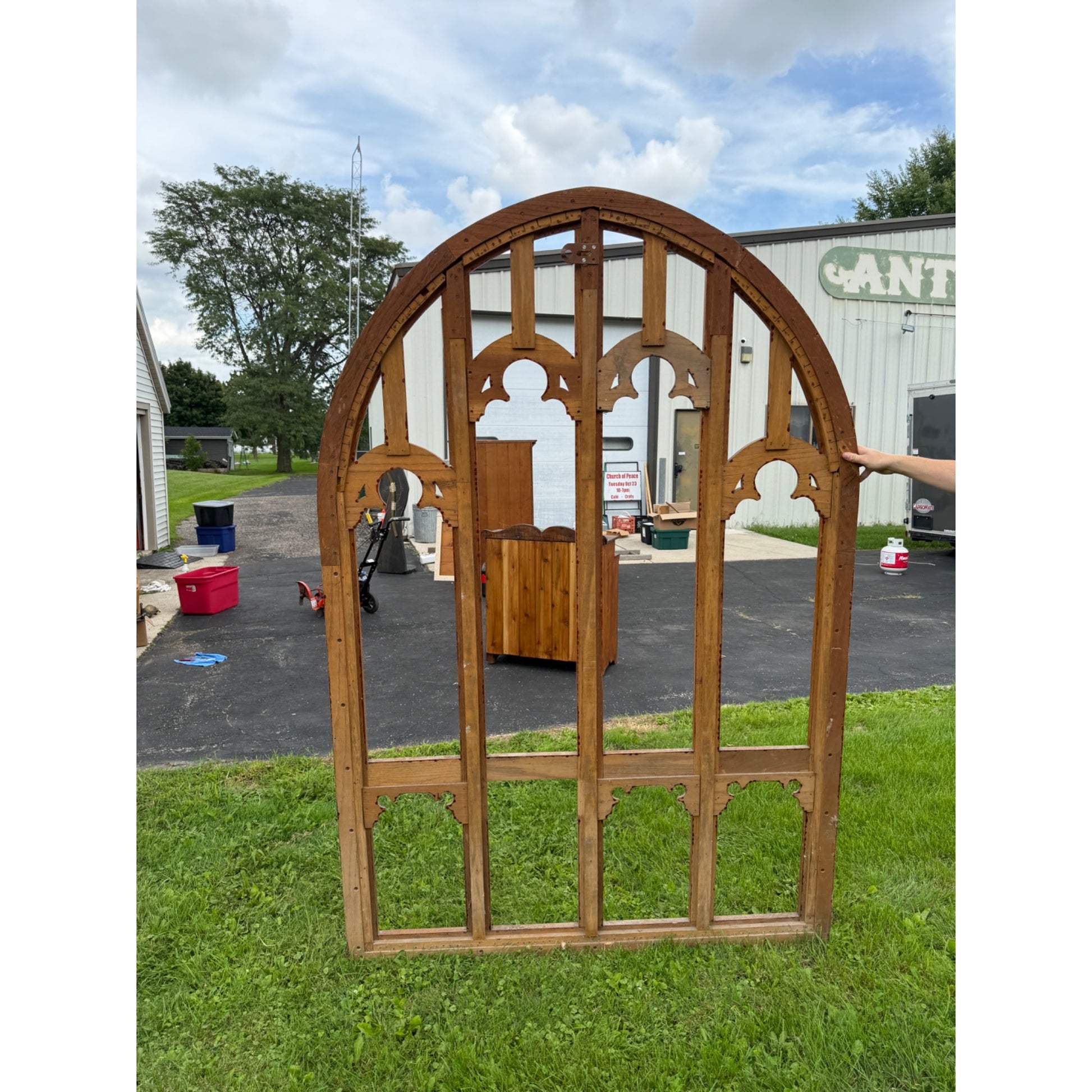 Vintage Architectural Salvage Wooden Church Window Frame