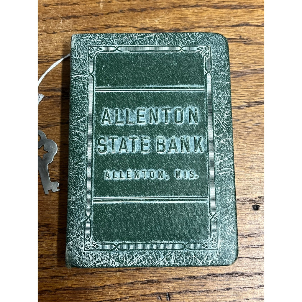 Vintage Bankers Utilities Co Book Coin Bank w/ Key - Allenton State Bank Wis
