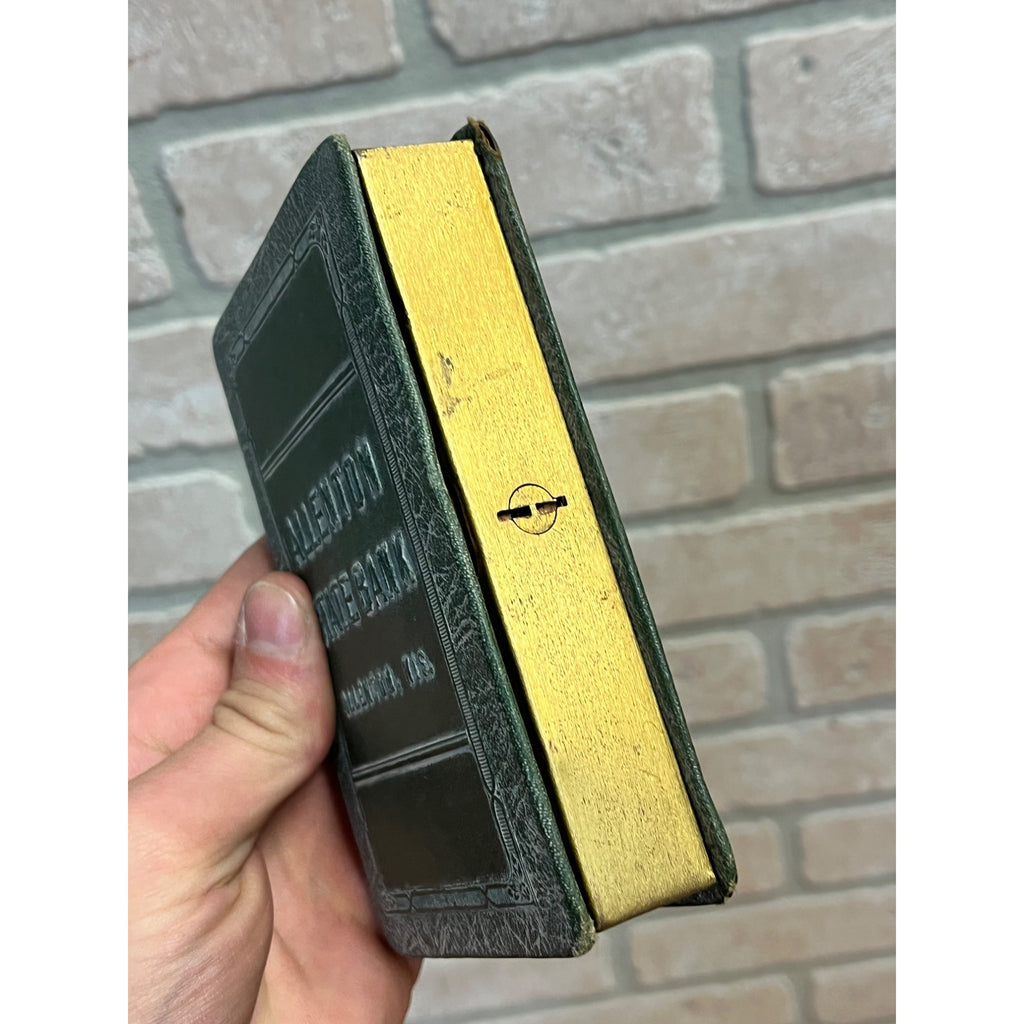 Vintage Bankers Utilities Co Book Coin Bank w/ Key - Allenton State Bank Wis