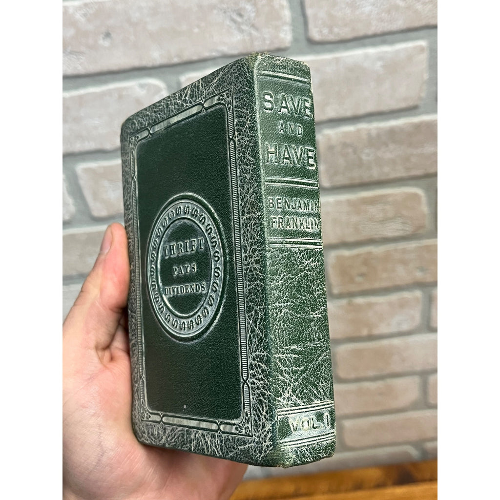 Vintage Bankers Utilities Co Book Coin Bank w/ Key - Allenton State Bank Wis