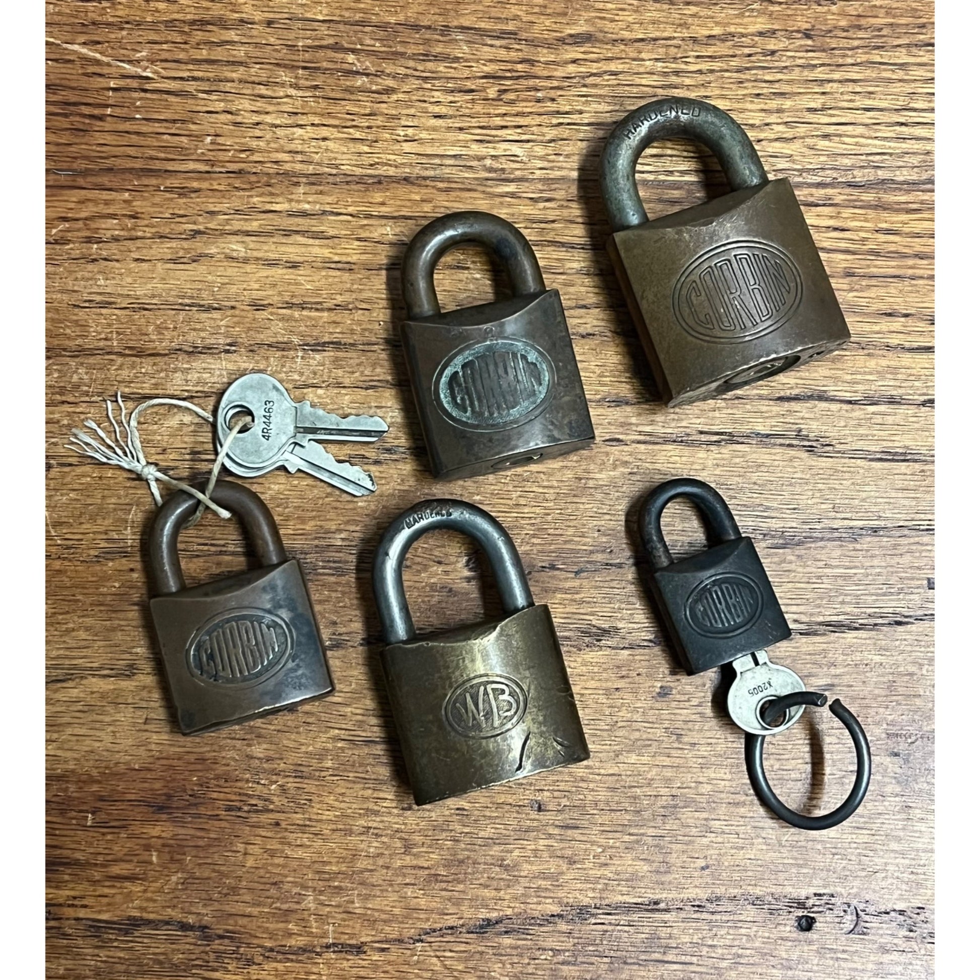 Vintage Solid Brass Padlocks: Corbin w/ Keys, Wilson Bohannan Co. ++ Heavy Duty