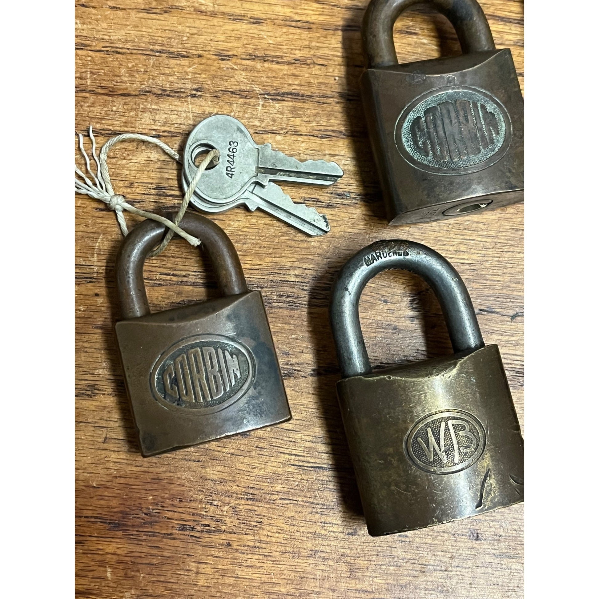 Vintage Solid Brass Padlocks: Corbin w/ Keys, Wilson Bohannan Co. ++ Heavy Duty