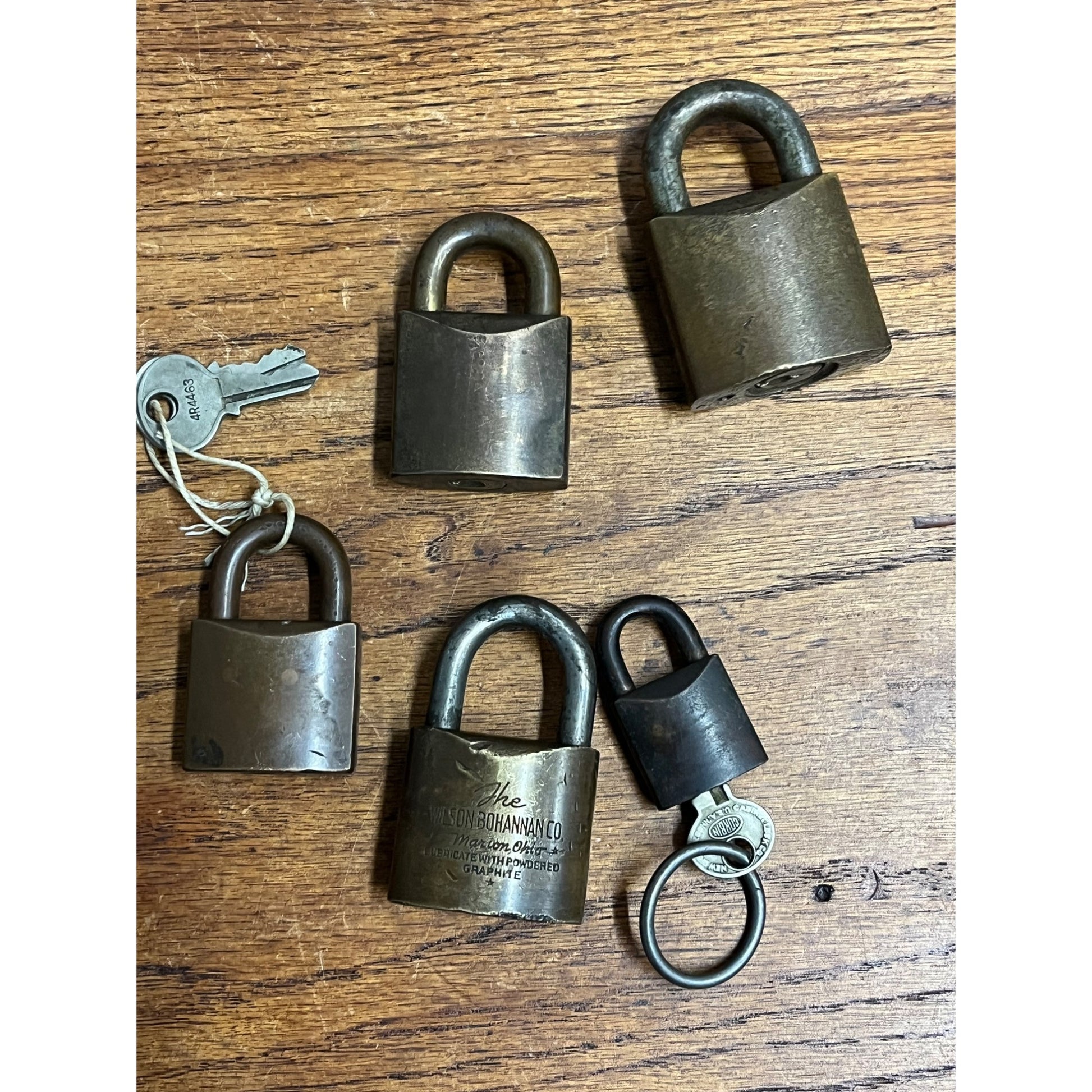 Vintage Solid Brass Padlocks: Corbin w/ Keys, Wilson Bohannan Co. ++ Heavy Duty