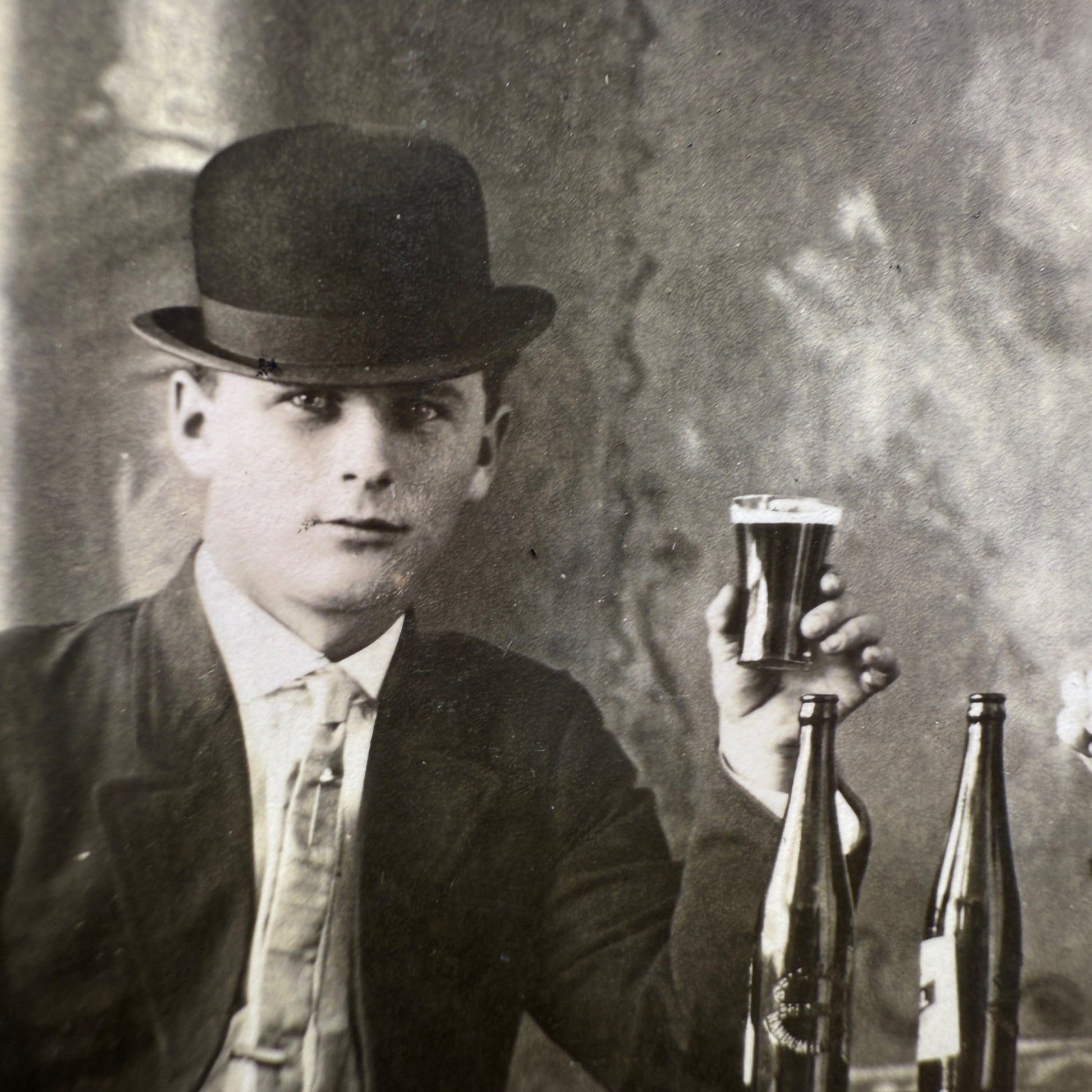 SCARCE RPPC Postcard Charles Hamm Brewery Random Lake Wis Men Drinking Beer