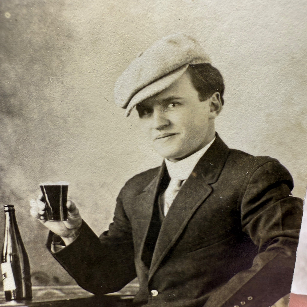 SCARCE RPPC Postcard Charles Hamm Brewery Random Lake Wis Men Drinking Beer