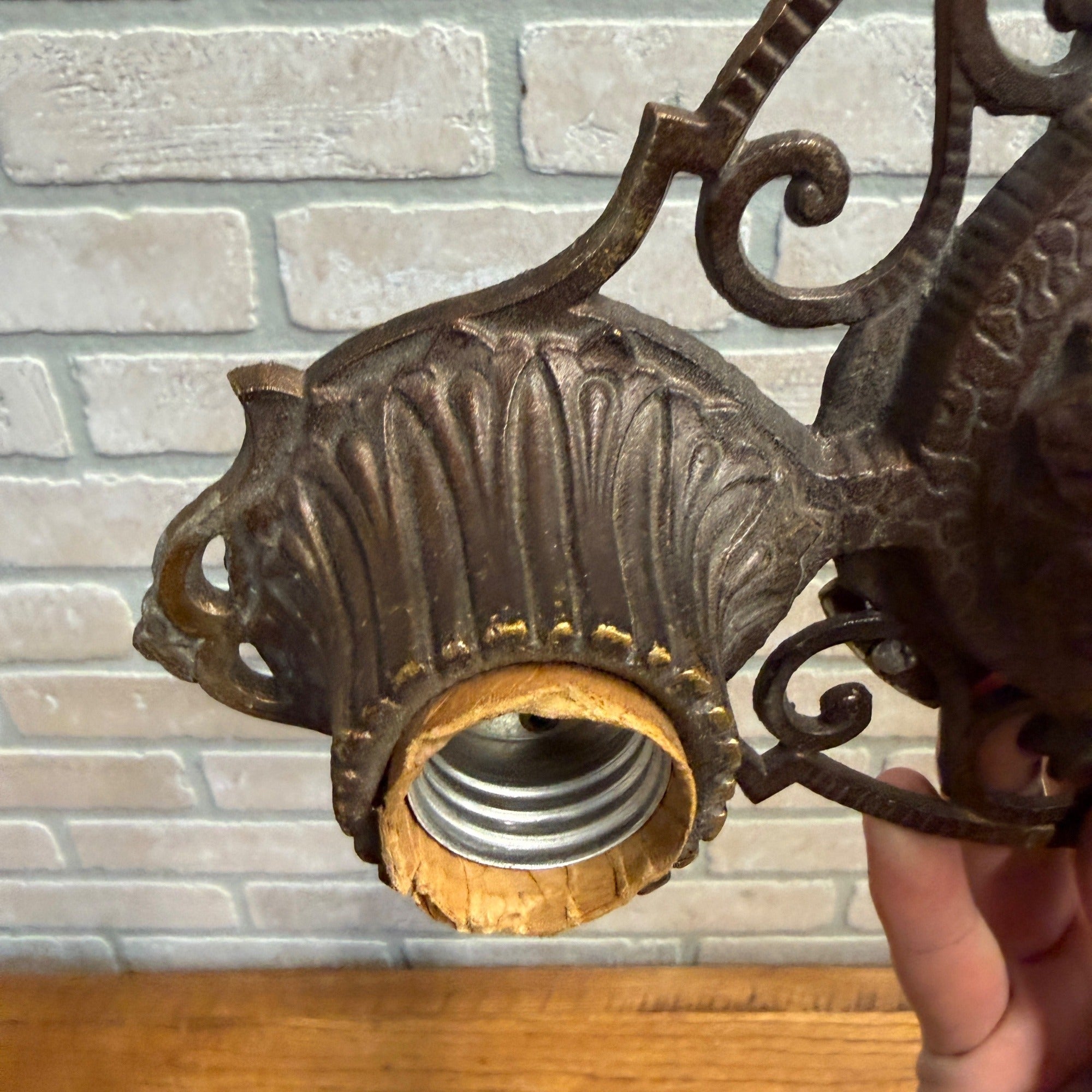 Antique Art Nouveau Deco Victorian Ceiling Light Fixture Double Virden Co Double