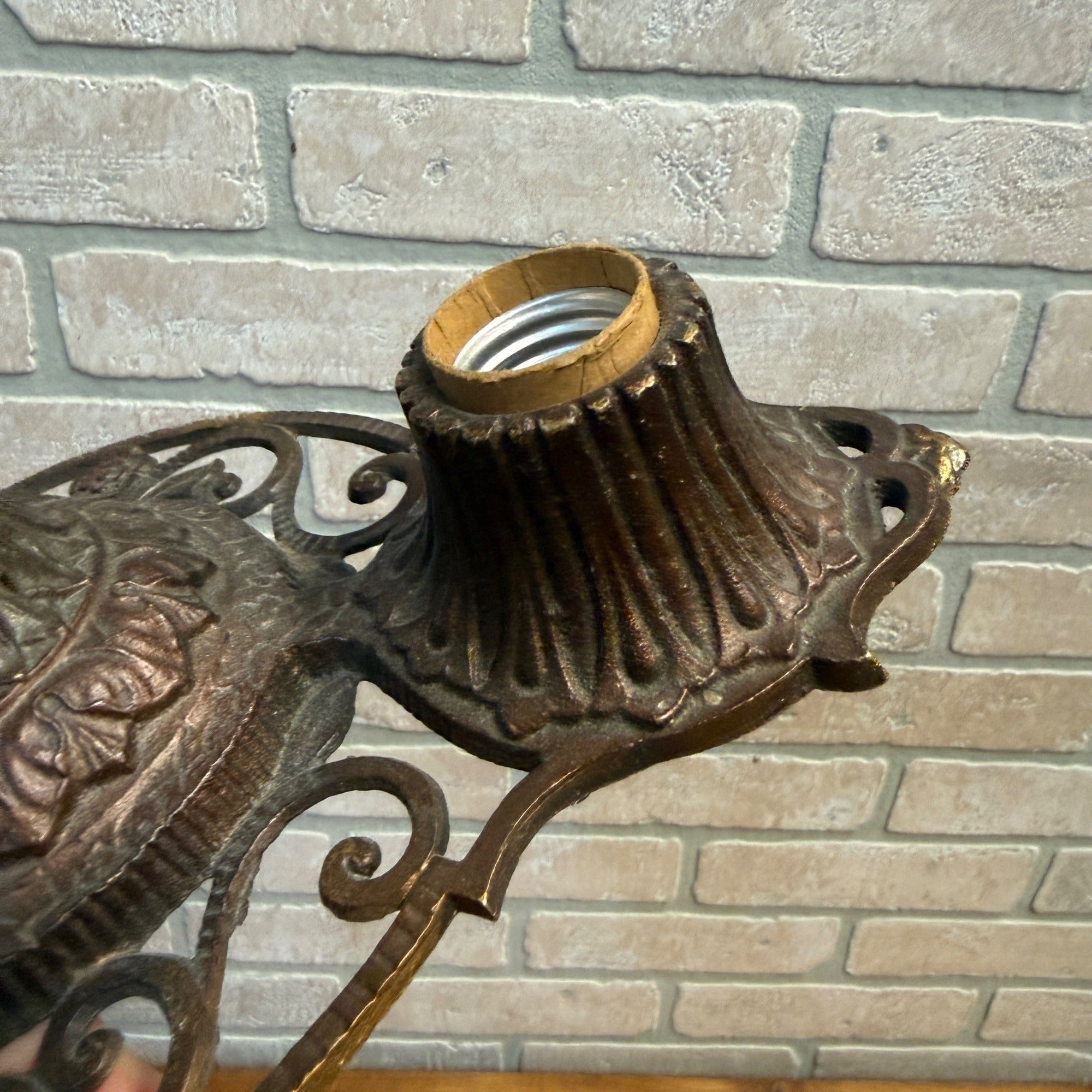 Antique Art Nouveau Deco Victorian Ceiling Light Fixture Double Virden Co Double