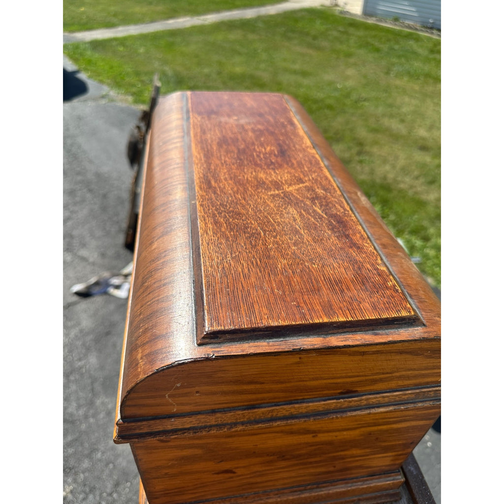 Rare Antique COTTAGE Sewing Machine Wood Treadle Coffin Lid Cover - Davis