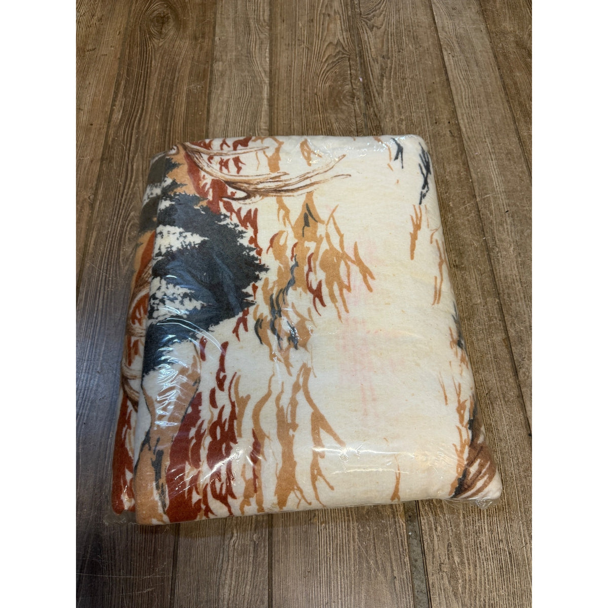 Vintage Beacon Stag Twin/Full Size Blanket 72x90 USA Made  Deer & Winter Forest Pattern