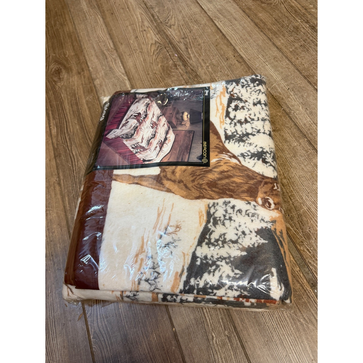 Vintage Beacon Stag Twin/Full Size Blanket 72x90 USA Made  Deer & Winter Forest Pattern