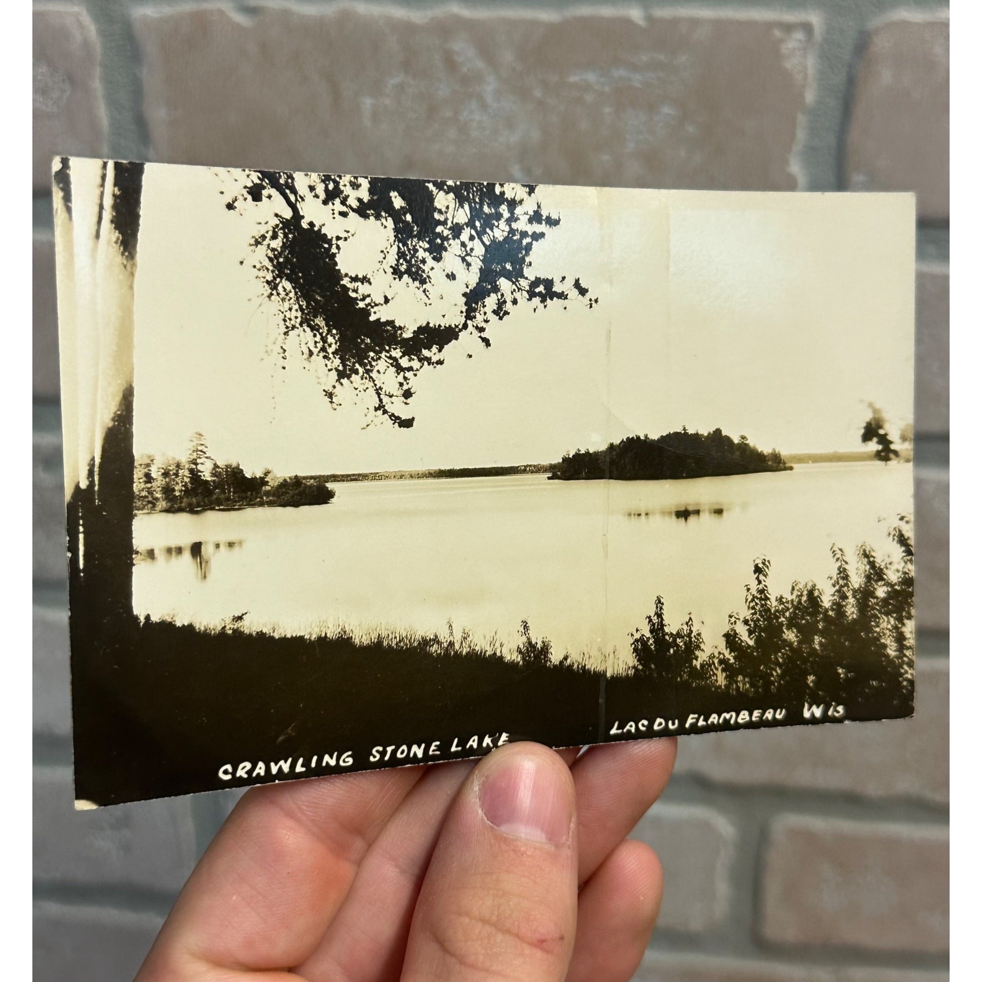 Vintage Crawling Stone Lake Lac Du Flambeau Wisconsin Wis RPPC Photo Postcard