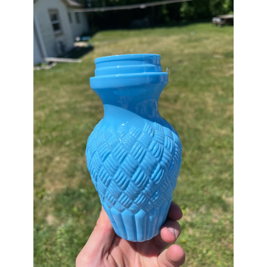 RARE Antique EAPG Blue Slag Milk Glass Patent 1888 Jelly Jam Honey Ginger Jar