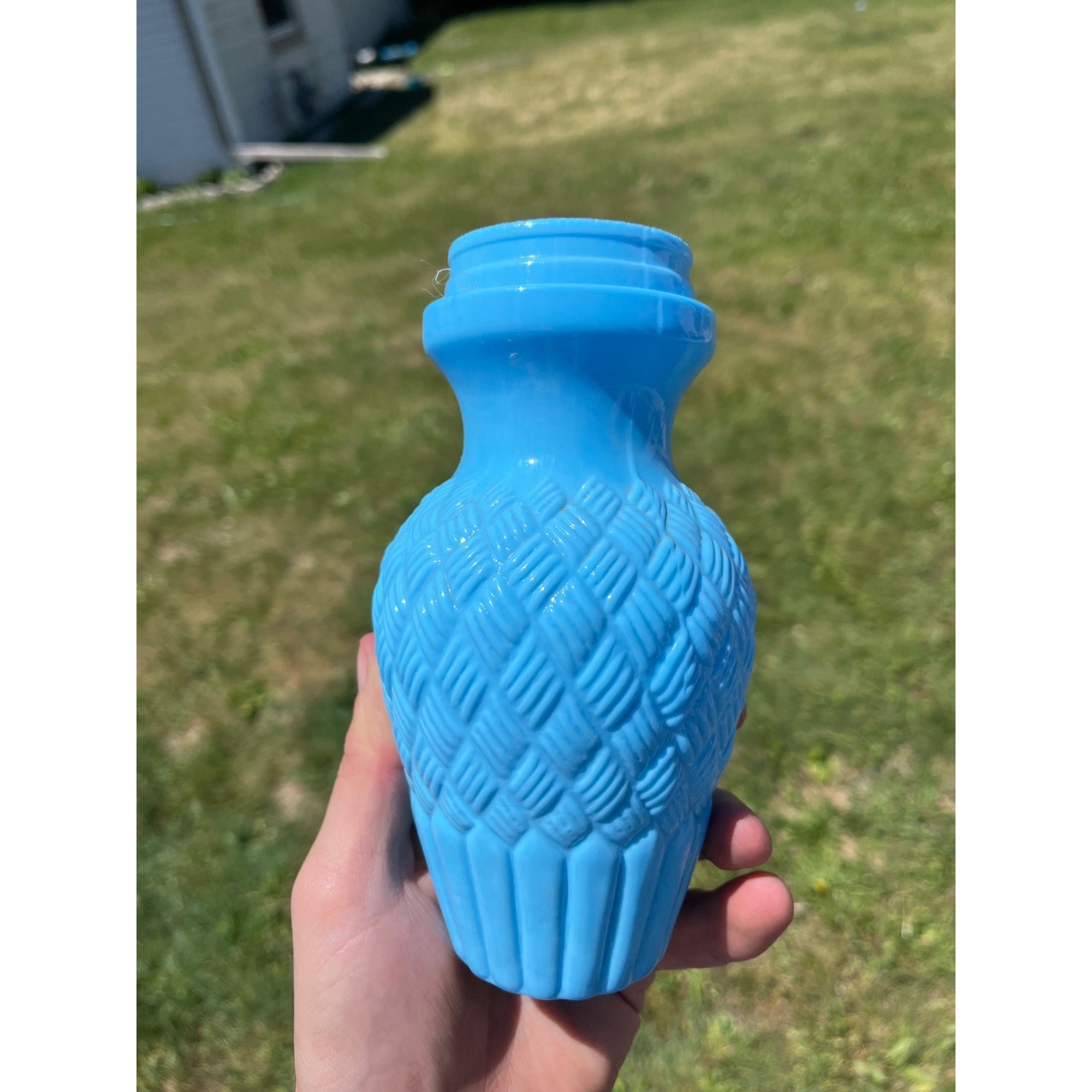 RARE Antique EAPG Blue Slag Milk Glass Patent 1888 Jelly Jam Honey Ginger Jar
