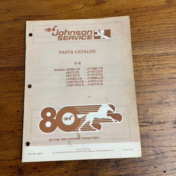 Johnson Outboard Service Parts Catalog V-4 J85 J100 J115 J140 (1980)