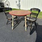 Antique Primitive Rustic Farmhouse Wooden Round Table Red