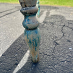 Antique Primitive Rustic Farmhouse Wooden Round Table Red