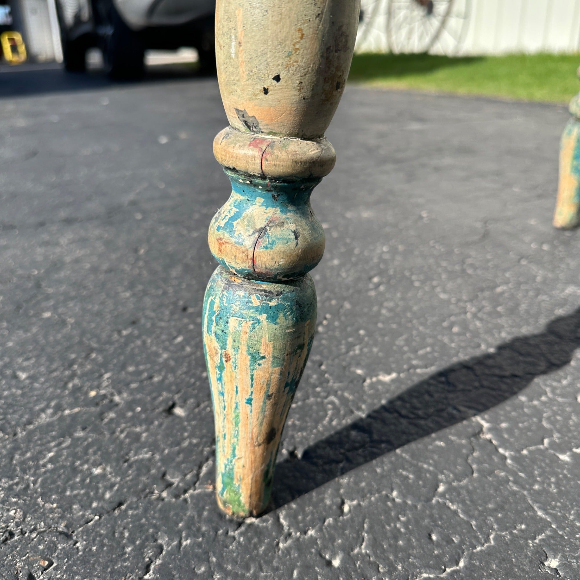 Antique Primitive Rustic Farmhouse Wooden Round Table Red