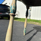 Antique Primitive Rustic Farmhouse Wooden Round Table Red