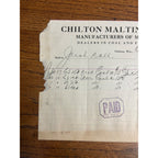 Chilton Wisconsin Invoice Letterheads Meili Ford Malting Co Brewery